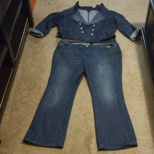 MWOT Studded Collar Denim Jacket and Jean's Set